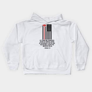 Thin Red Line Firefighter Firemen Bible Verse On Back Kids Hoodie